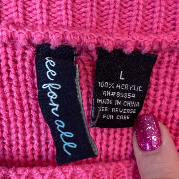Free for All Long Sleeved Oversized Pink Sweater - Picture 5 of 6